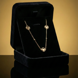Cadena Tejido Aros + Dijes de Corazones