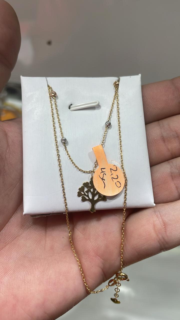 Cadena Tejido Aros + Dije Árbol - Imagen 2