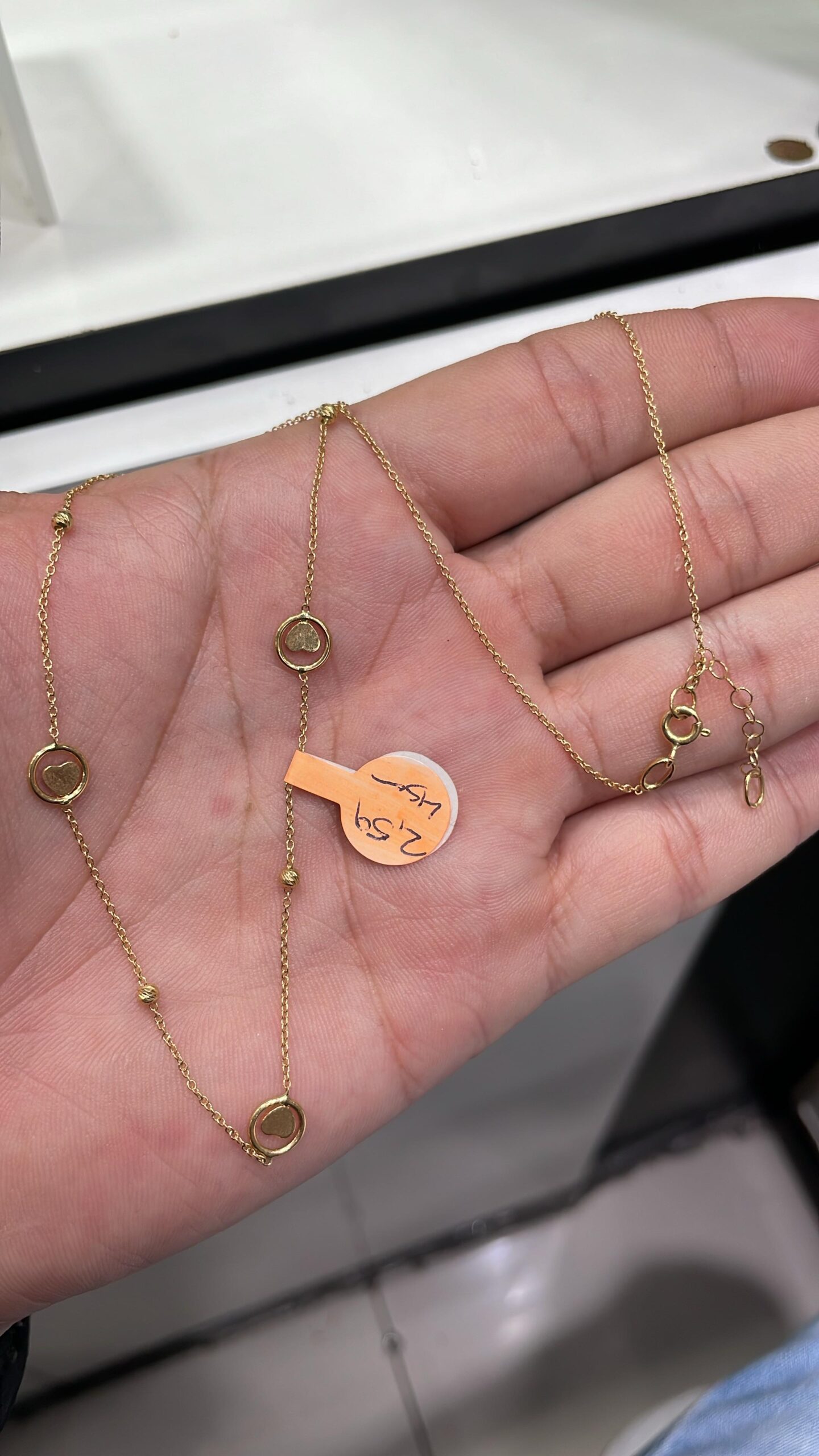 Cadena Tejido Aros + Dijes de Corazones - Imagen 2