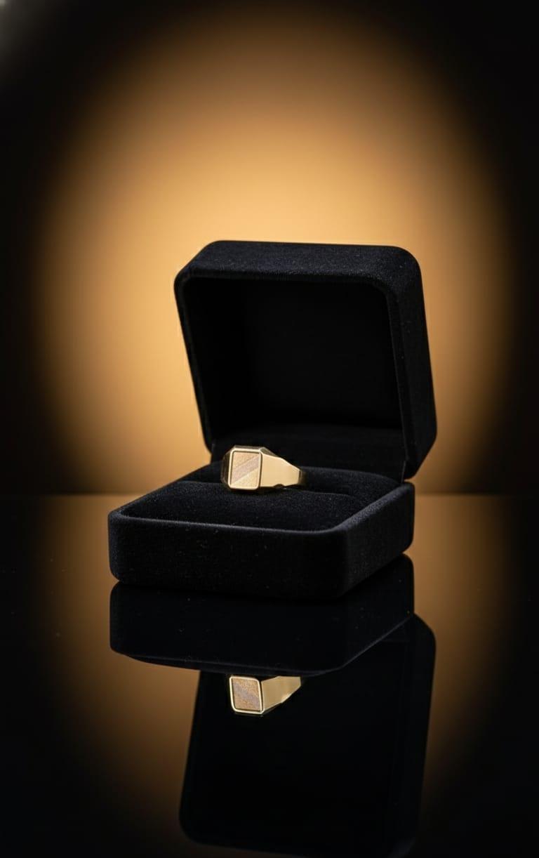 Anillo Sello Cuadrado Tricolor