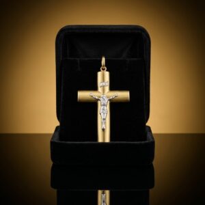 Colgante Crucifijo de Lujo con Cristo en Relieve