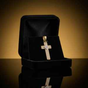 Colgante cruz con pavé de circon